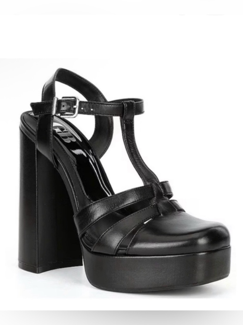 GB By Gianni Bini Mem-Ories Leather T-Strap Platform Heeled Sandals
